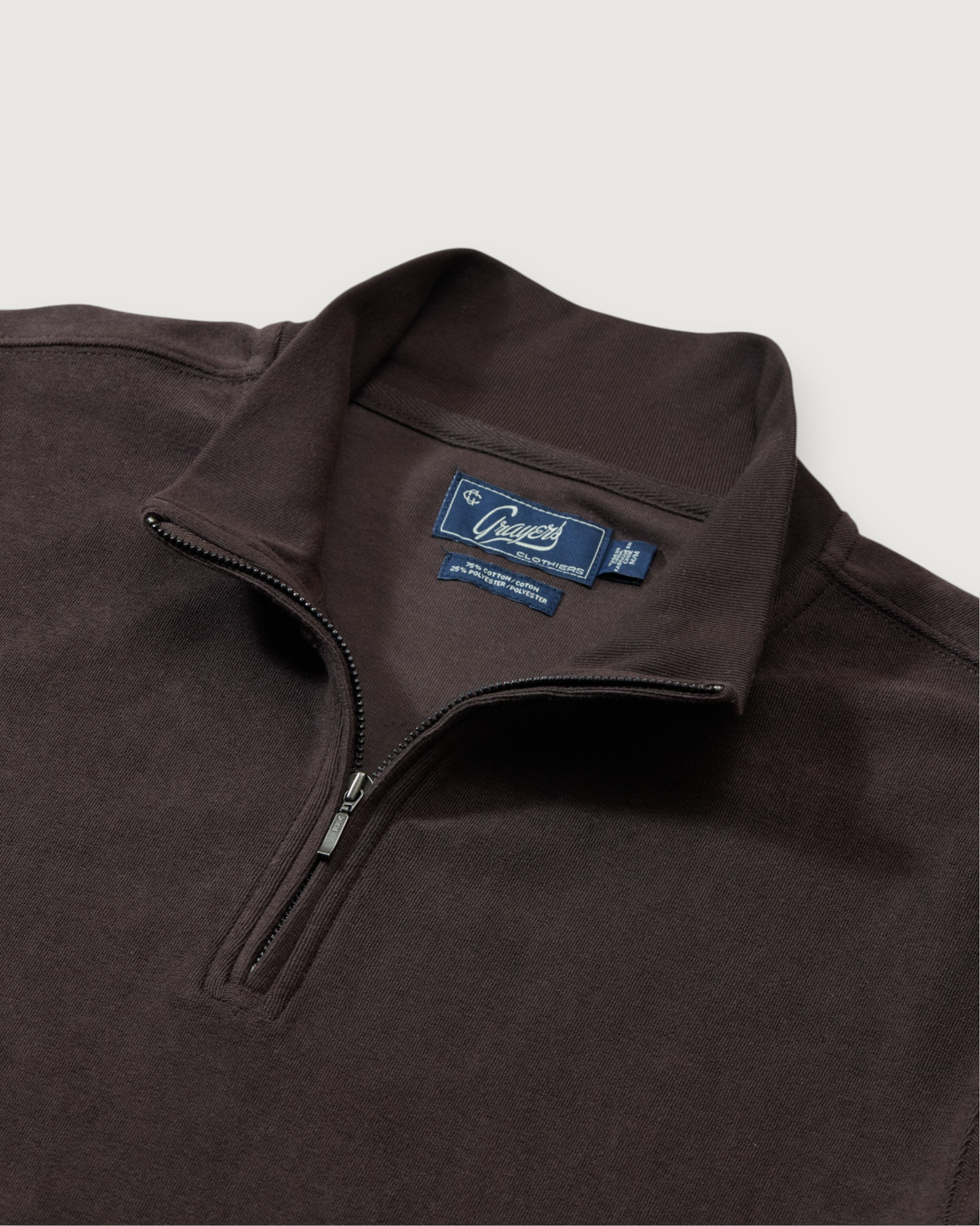 Pembroke Sueded Rib Jacquard 1/4 Zip - Dark Chocolate