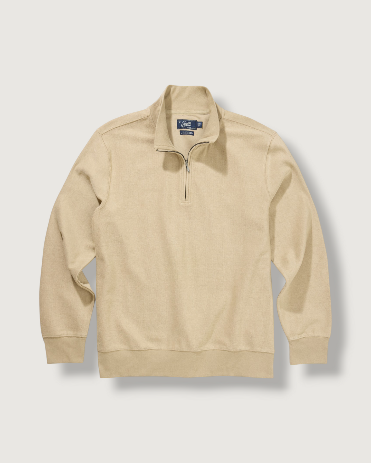 Pembroke Sueded Rib Jacquard 1/4 Zip - Mocha