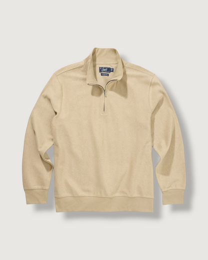 Pembroke Sueded Rib Jacquard 1/4 Zip - Mocha
