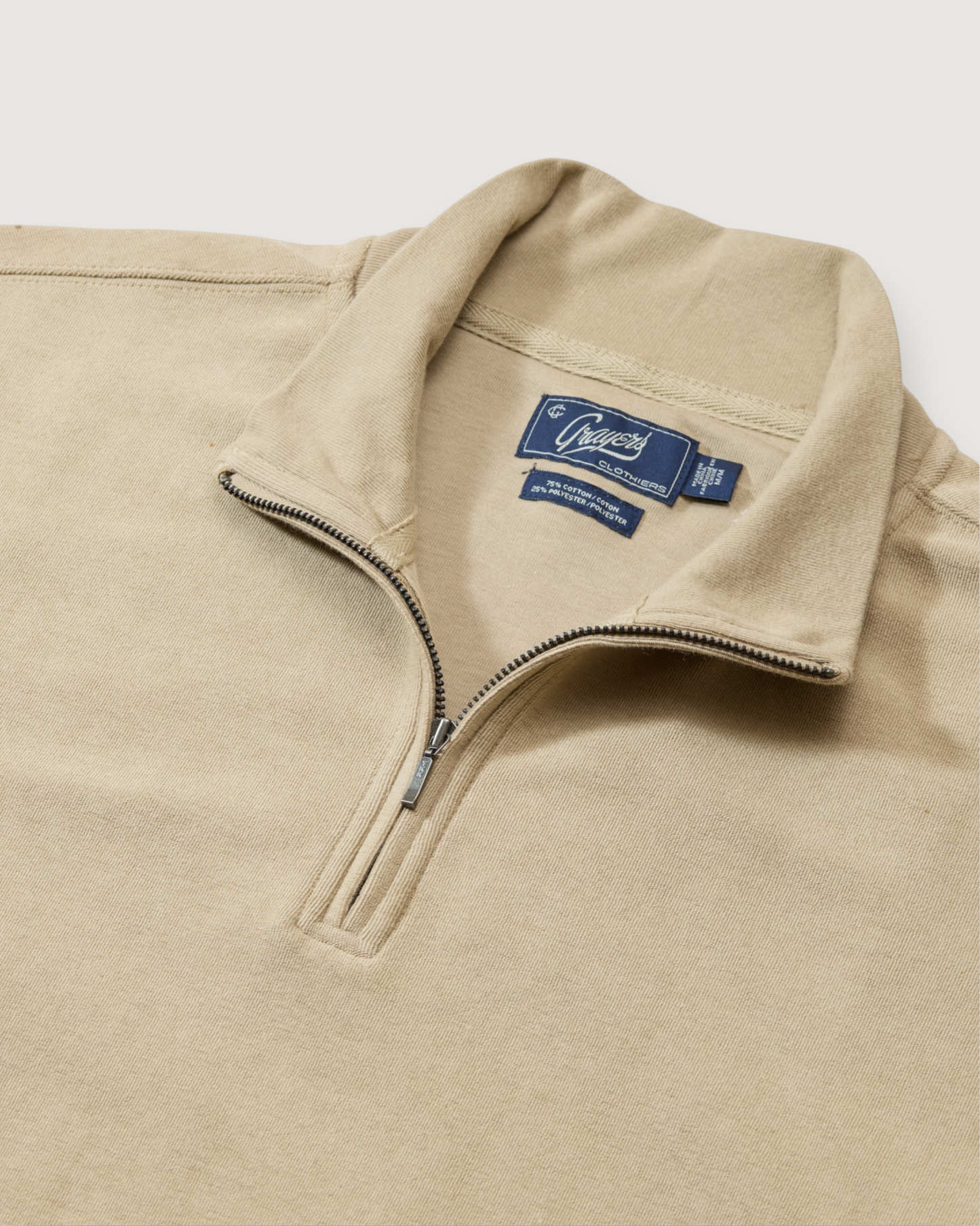 Pembroke Sueded Rib Jacquard 1/4 Zip - Mocha