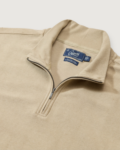 Pembroke Sueded Rib Jacquard 1/4 Zip - Mocha