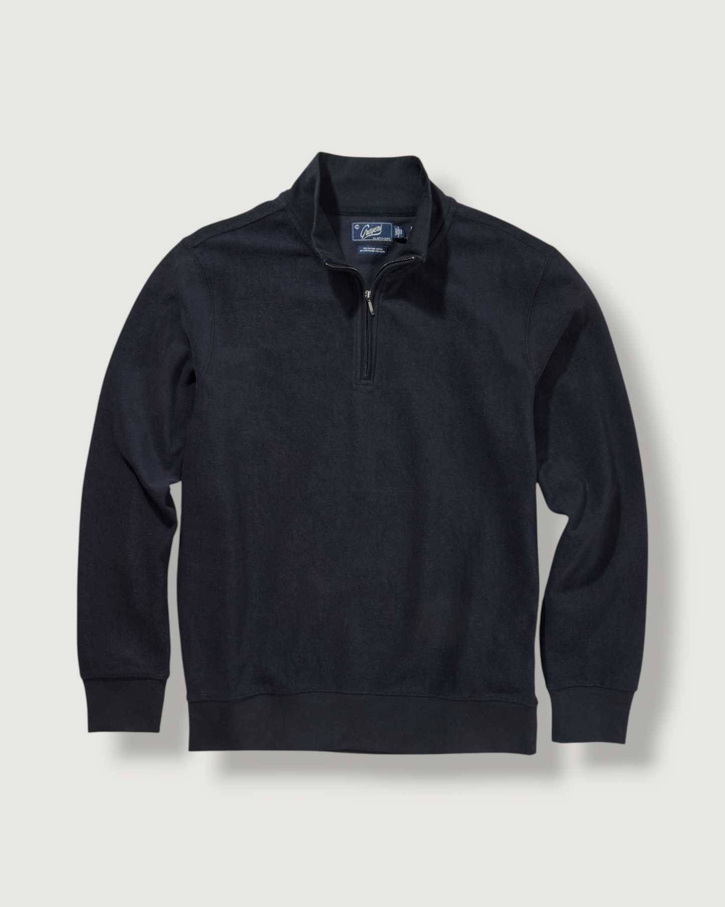 Pembroke Sueded Rib Jacquard 1/4 Zip- Navy