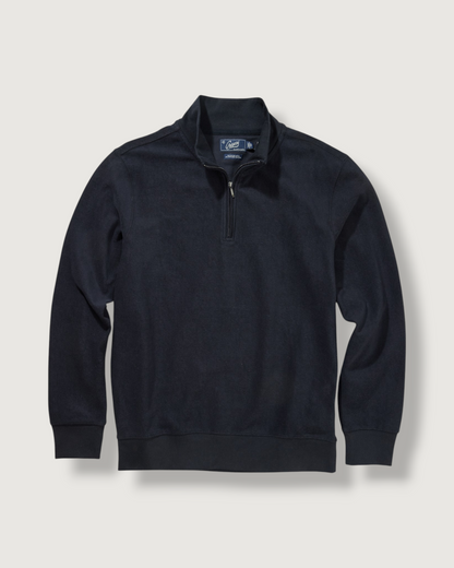 Pembroke Sueded Rib Jacquard 1/4 Zip- Navy