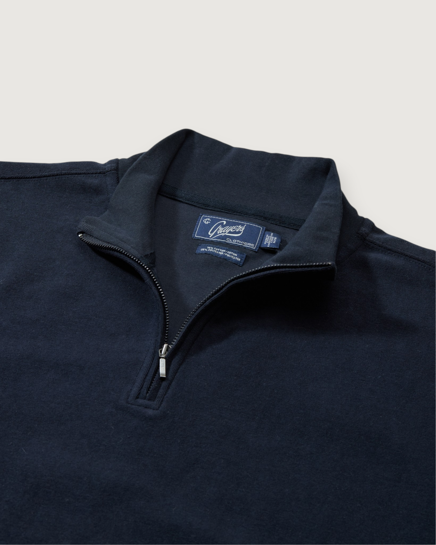 Pembroke Sueded Rib Jacquard 1/4 Zip- Navy