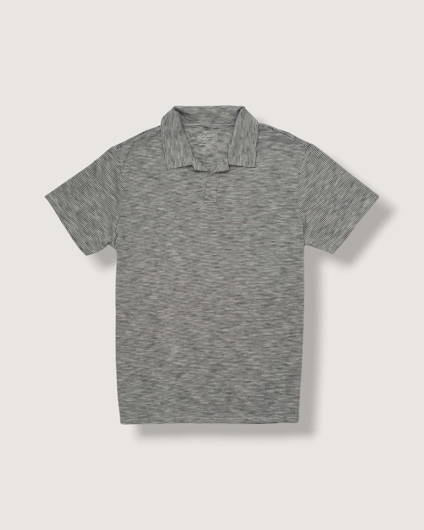 Feeder Stripe Loose Knit Johnny Collar Polo - Cream Navy