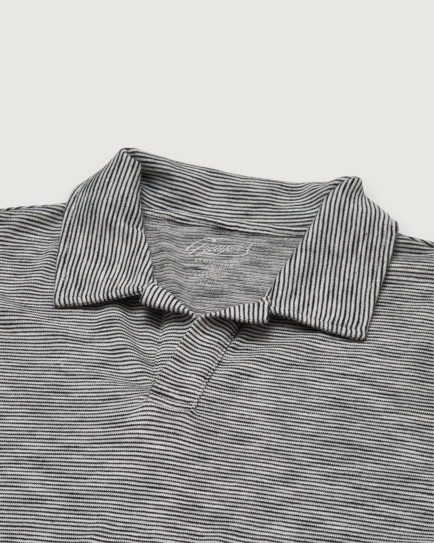 Feeder Stripe Loose Knit Johnny Collar Polo - Cream Navy