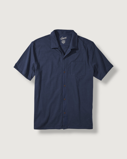 Moderno Jersey Seersucker Shirt - Navy