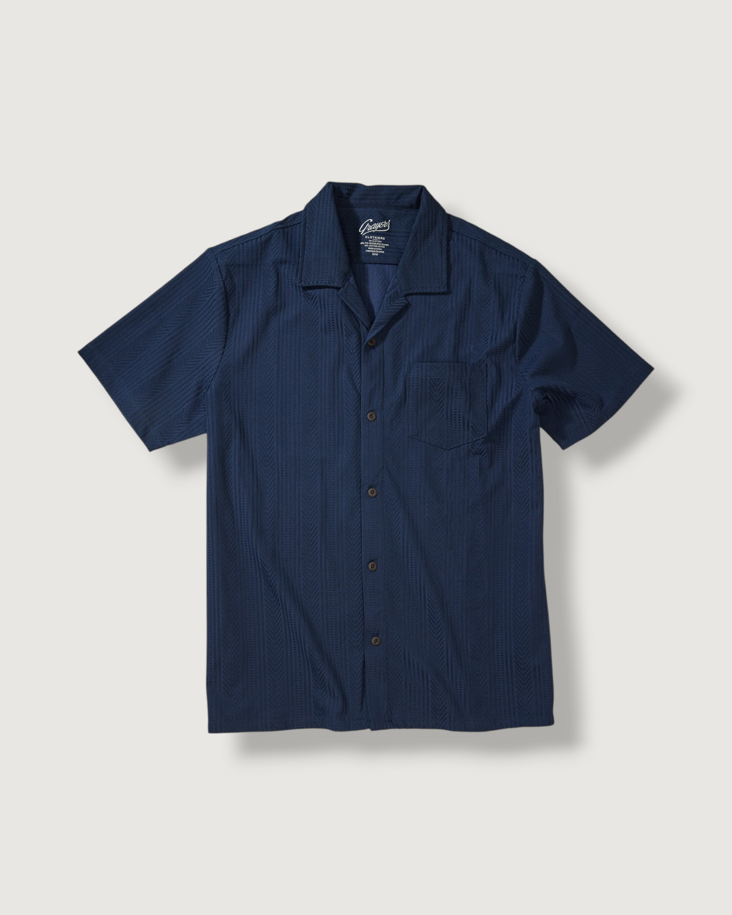 Manolo Jacquard Camp Shirt - Navy