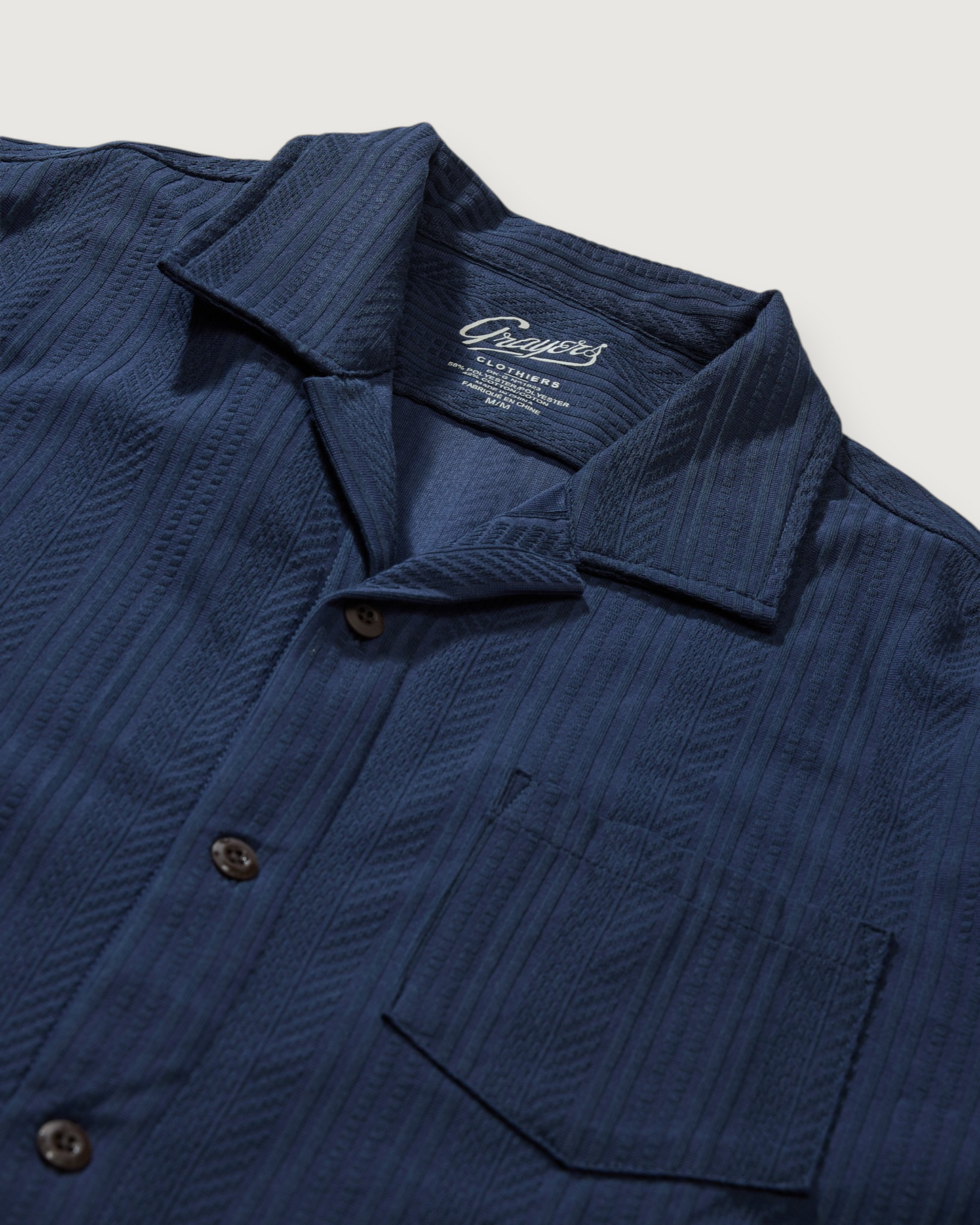 Manolo Jacquard Camp Shirt - Navy