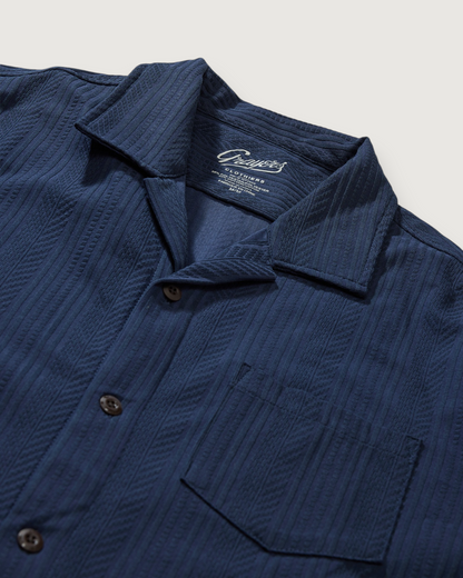 Manolo Jacquard Camp Shirt - Navy