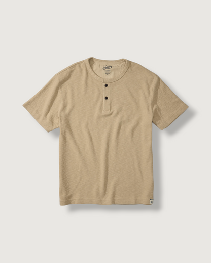 Clint Waffle Cotton Short Sleeve Henley - Dried Herb
