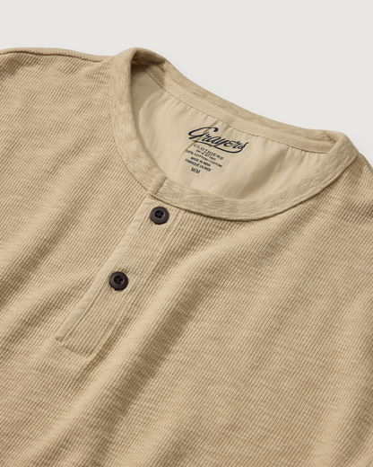 Clint Waffle Cotton Short Sleeve Henley - Dried Herb