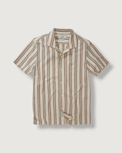 Baja Loopback Camp Shirt - Biscuit Cream Stripe