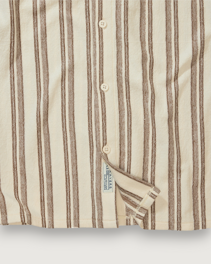 Baja Loopback Camp Shirt - Biscuit Cream Stripe
