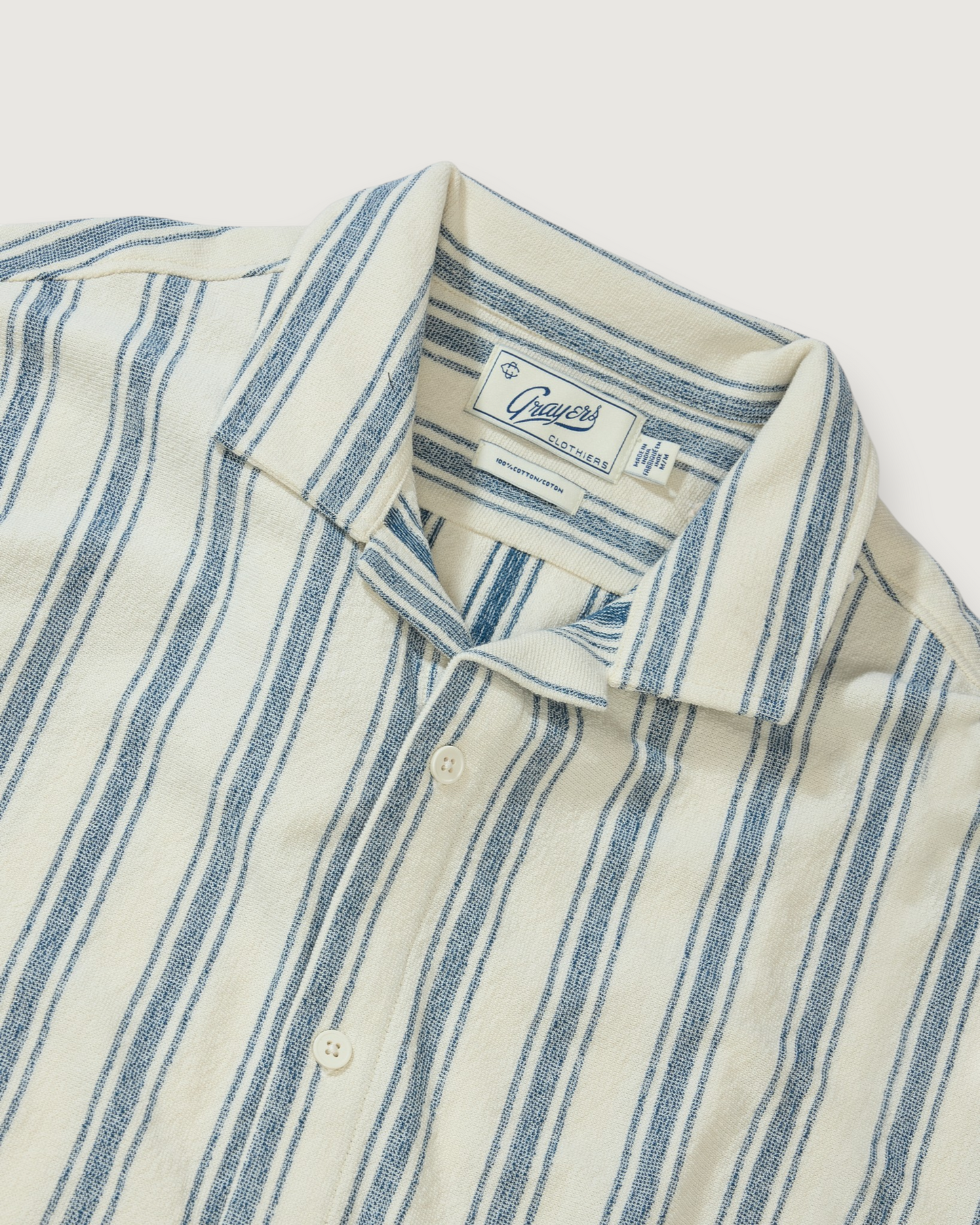 Baja Loopback Camp Shirt - Teal Cream Stripe