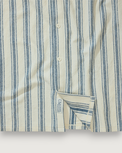 Baja Loopback Camp Shirt - Teal Cream Stripe
