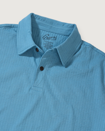 Moderno Jersey Seersucker Polo - Blue Heaven