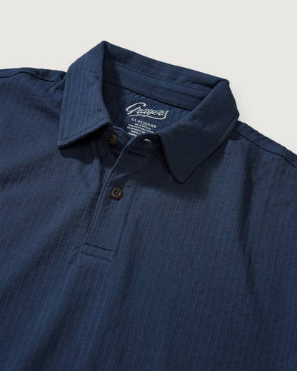 Moderno Jersey Seersucker Polo - Navy