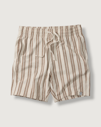 Baja Loopback Shorts 7" - Biscuit Cream Stripe