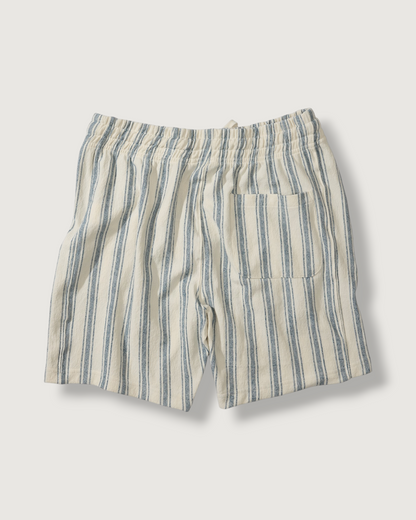 Baja Loopback Shorts 7" - Teal Cream Stripe