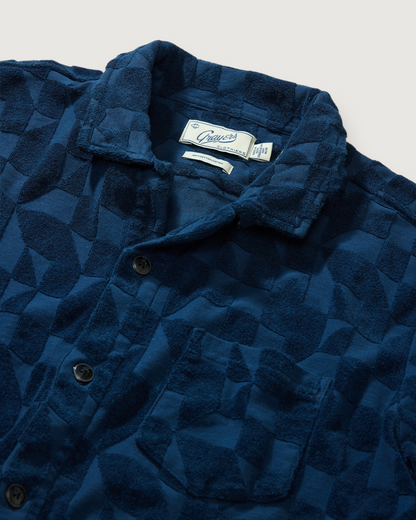 Lalo Terry Jacquard Camp Shirt - Navy