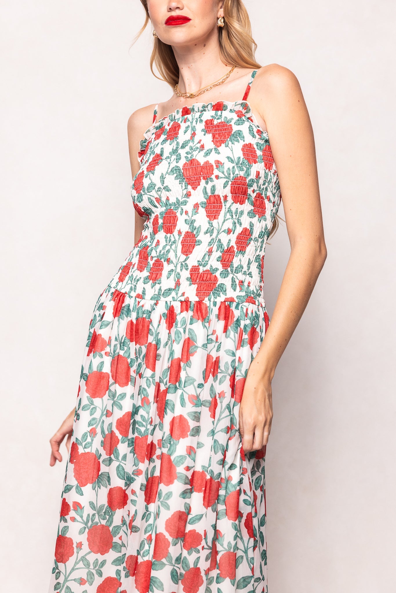 Kimberly Dress in Red Roses