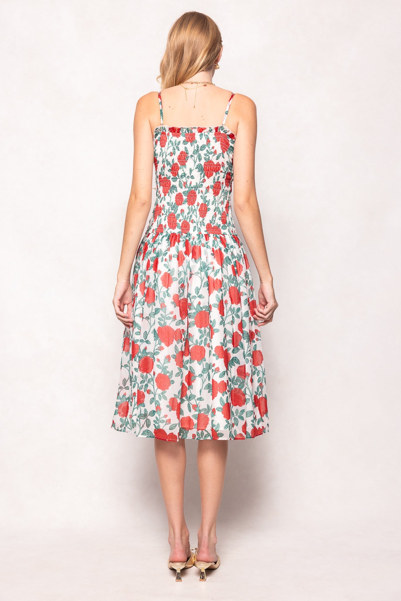 Kimberly Dress in Red Roses