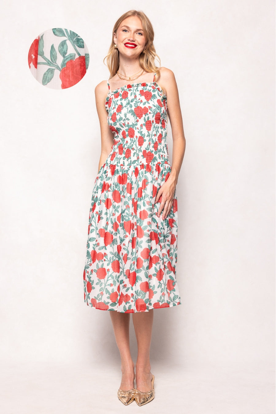 Kimberly Dress in Red Roses