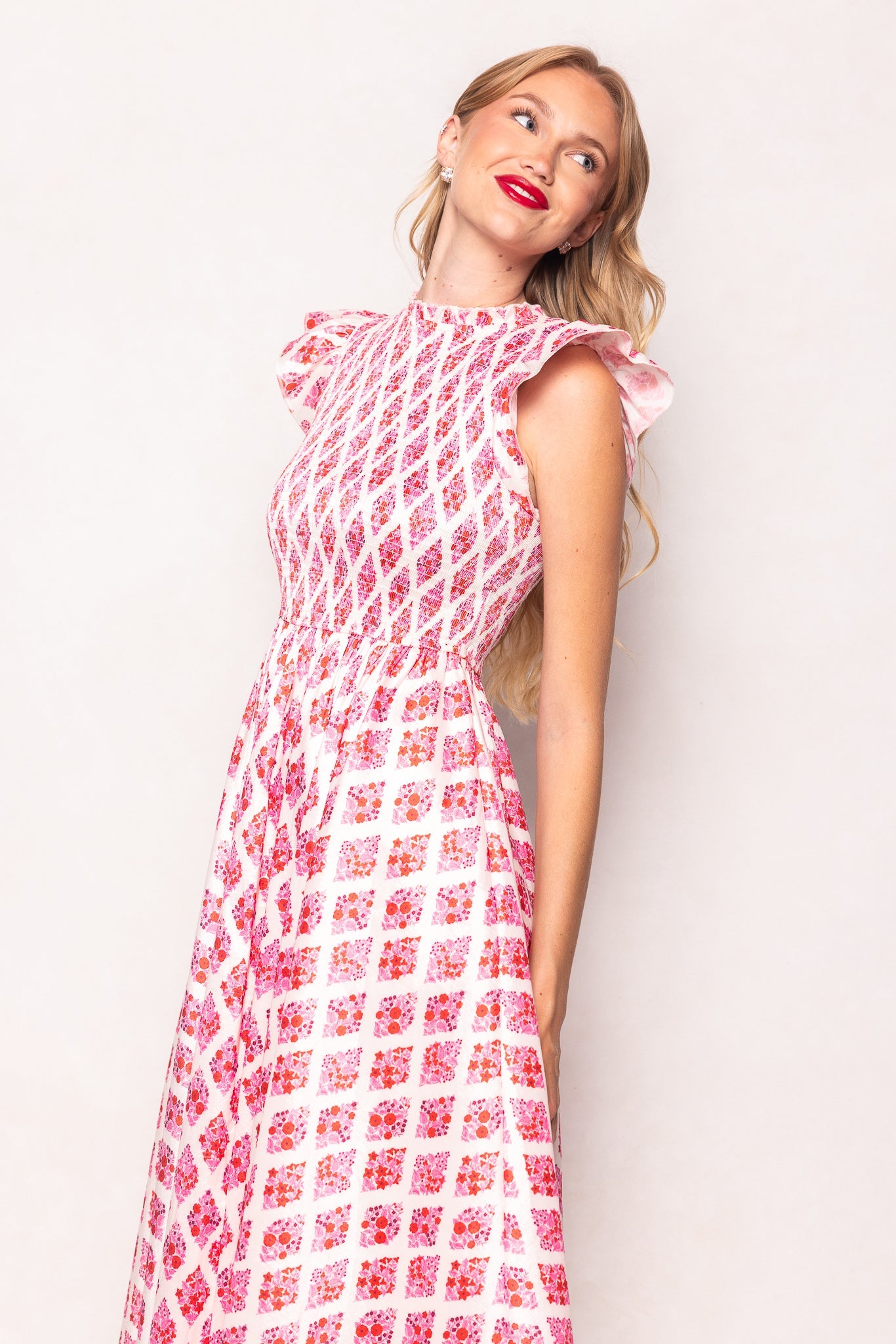 Kylie Dress in Rouge Lattice Floral