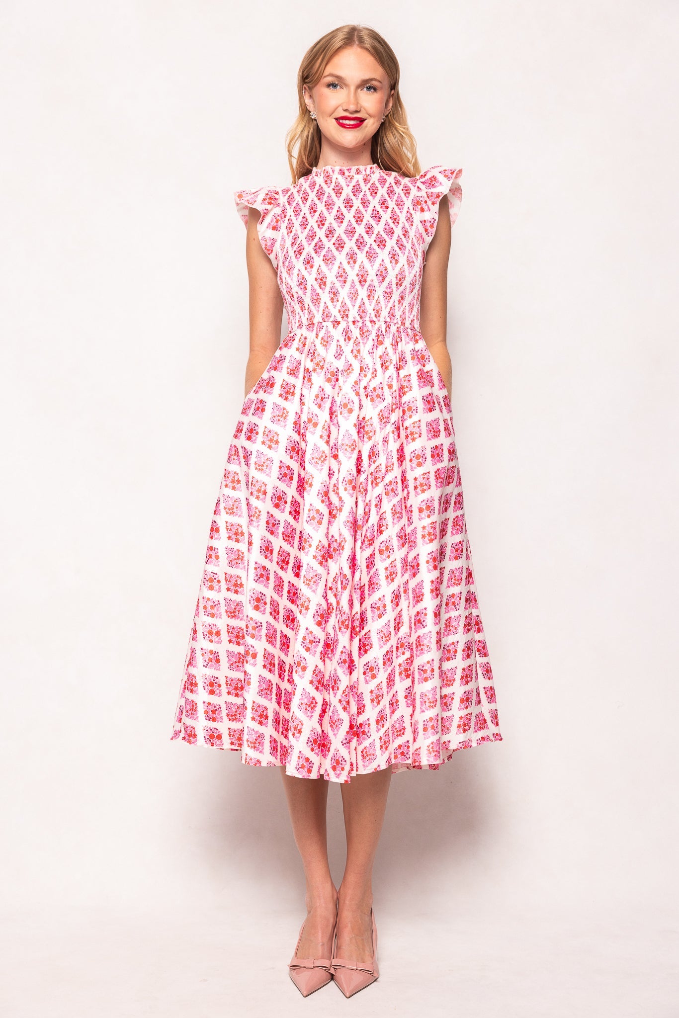 Kylie Dress in Rouge Lattice Floral