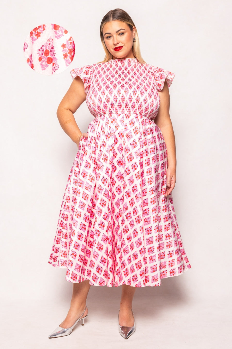 Kylie Dress in Rouge Lattice Floral