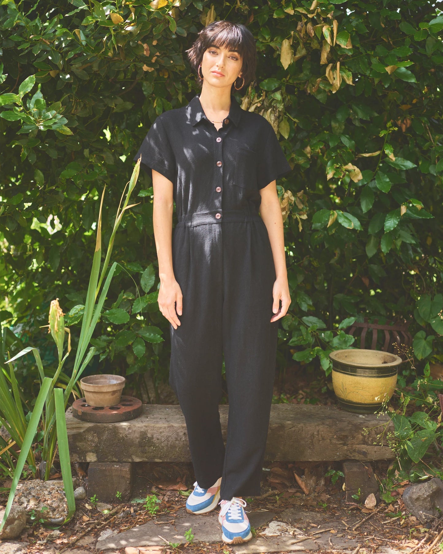 Lowie Linen Viscose Black Boilersuit