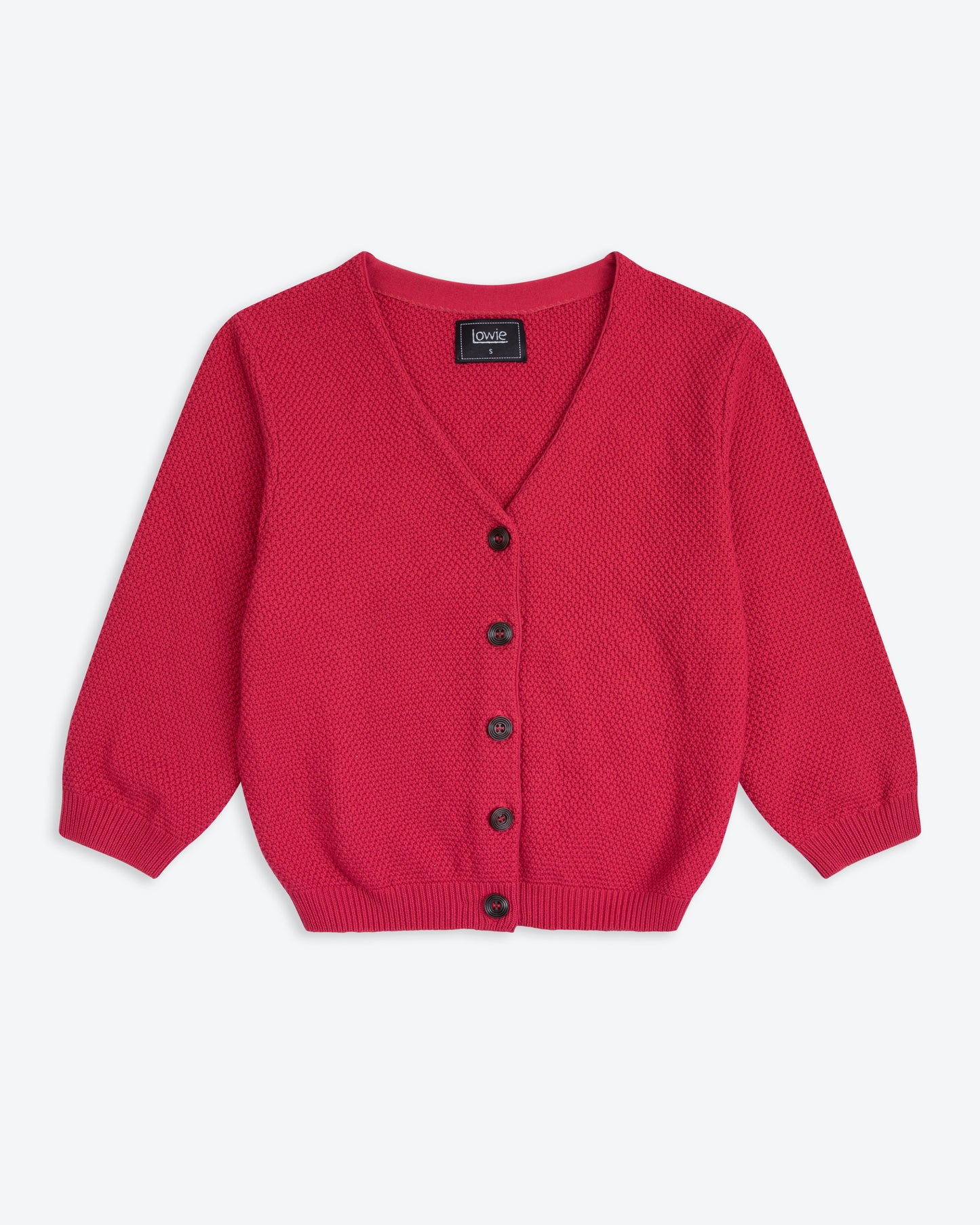Lowie Red Cotton Waffle Knit Cardigan