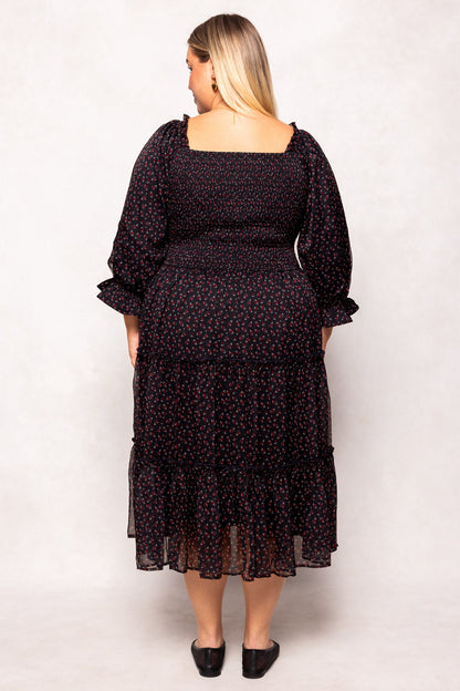 Madeline Dress in Black Ditsy Floral
