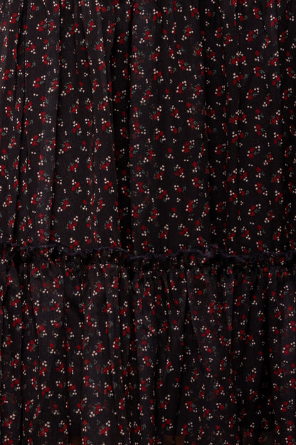 Madeline Dress in Black Ditsy Floral