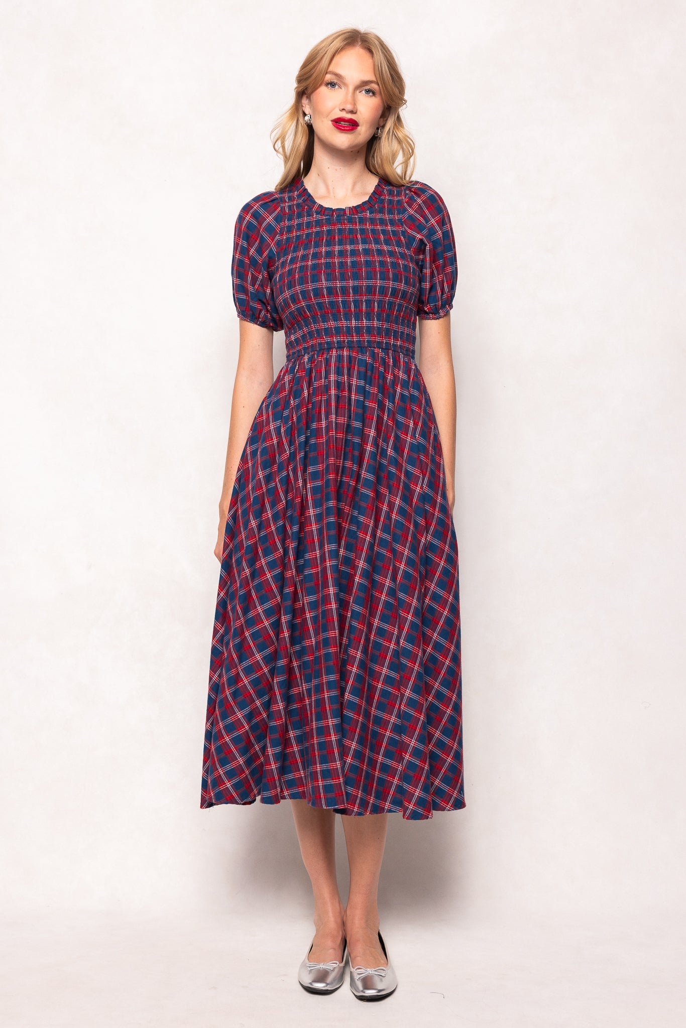 Mariah Dress in Mariner Tartan