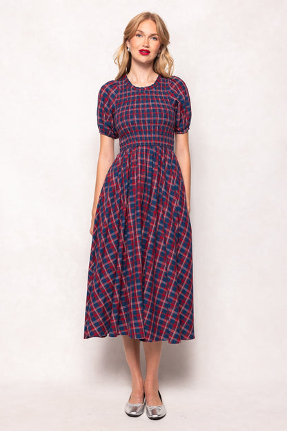 Mariah Dress in Mariner Tartan