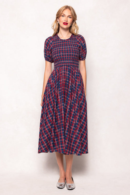 Mariah Dress in Mariner Tartan