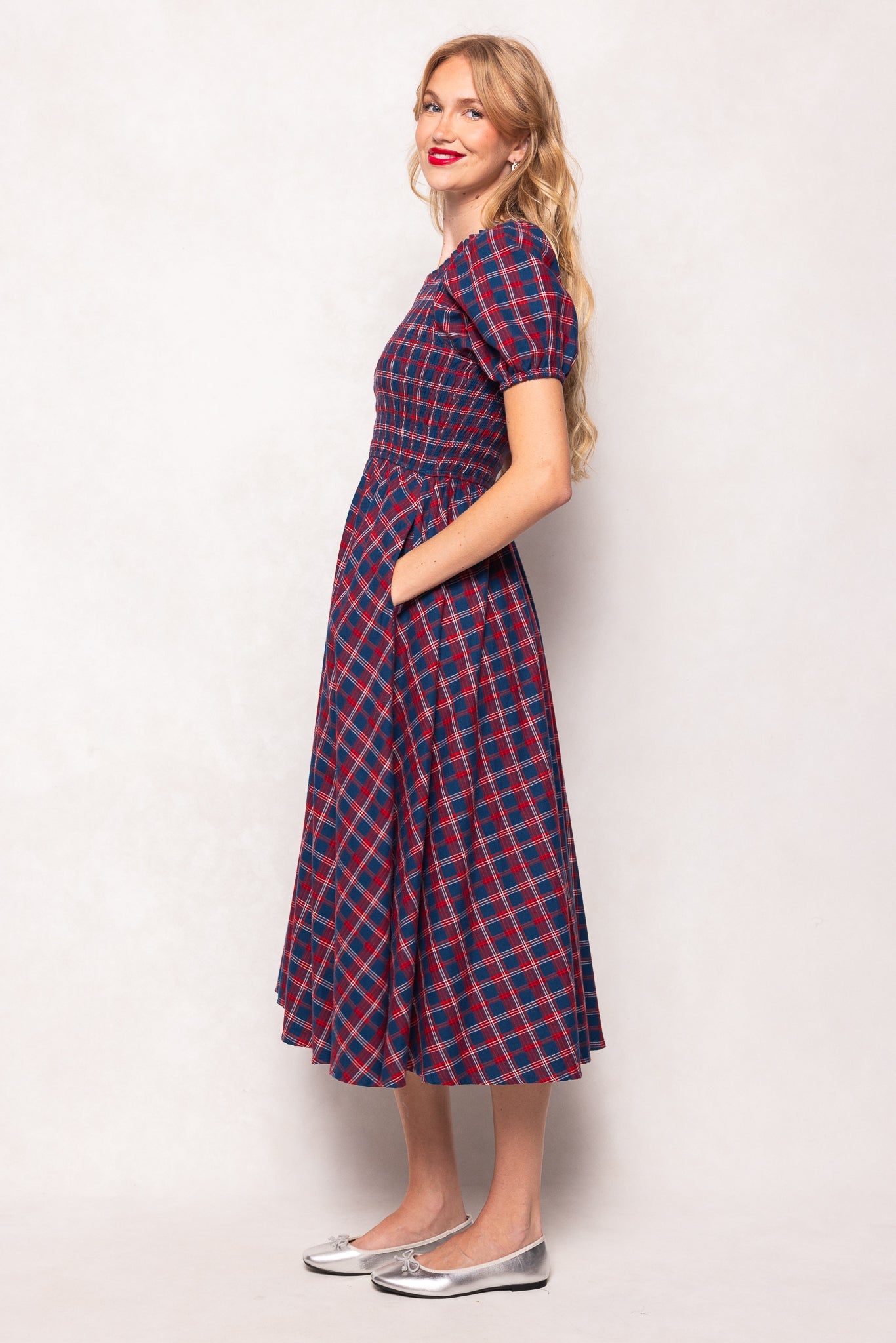 Mariah Dress in Mariner Tartan