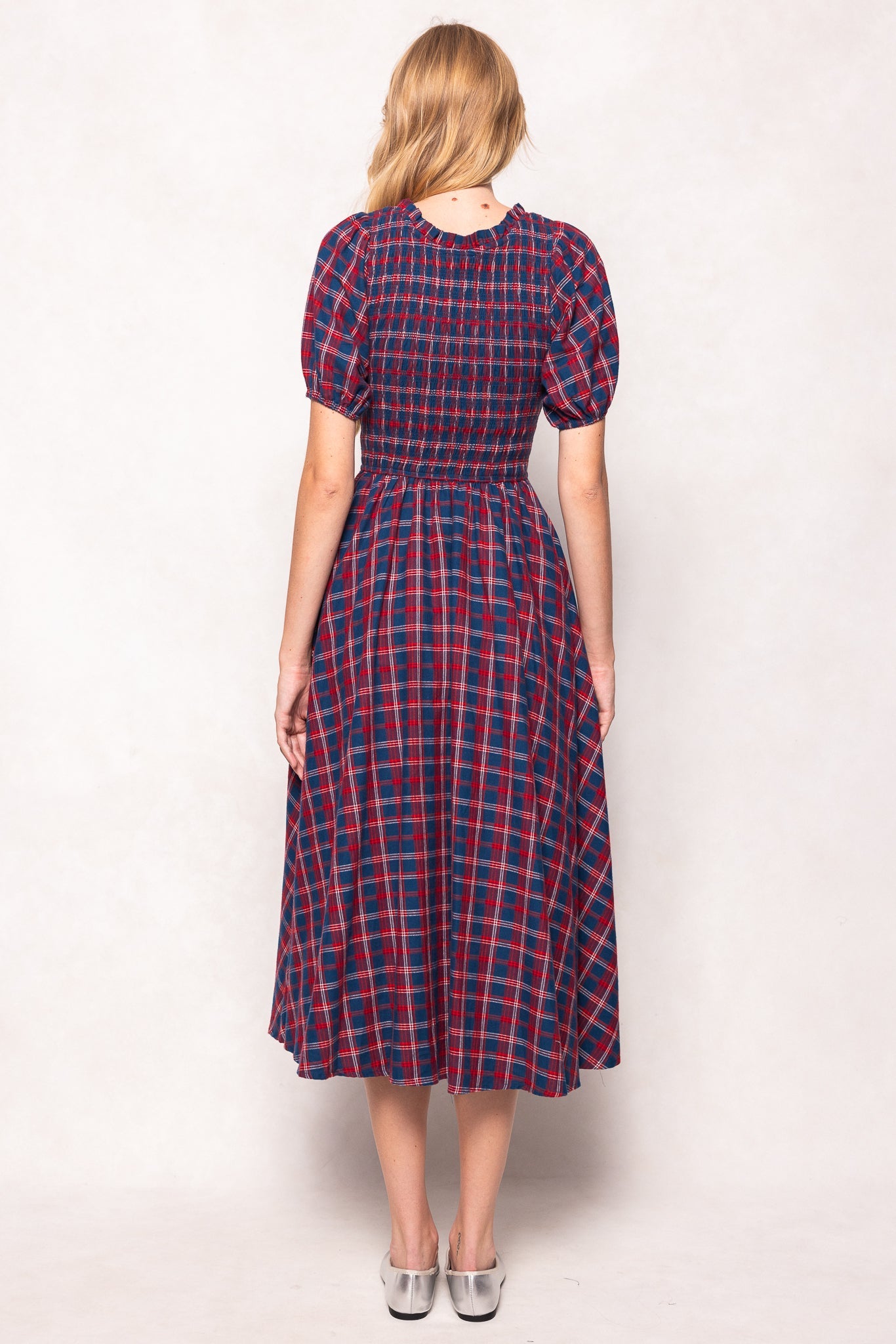 Mariah Dress in Mariner Tartan