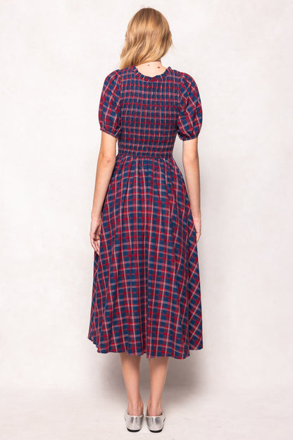 Mariah Dress in Mariner Tartan