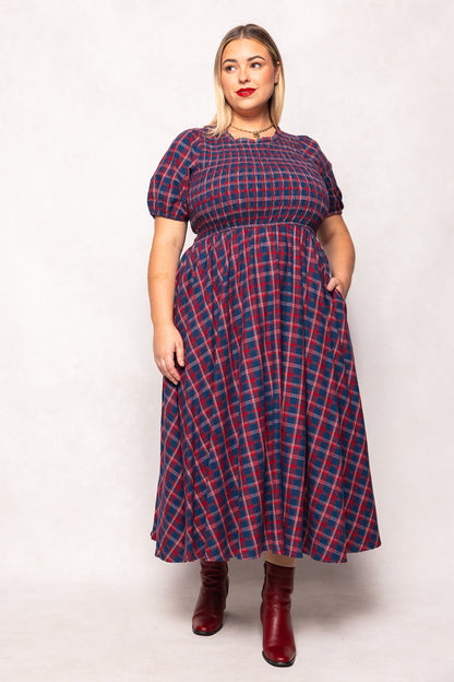 Mariah Dress in Mariner Tartan