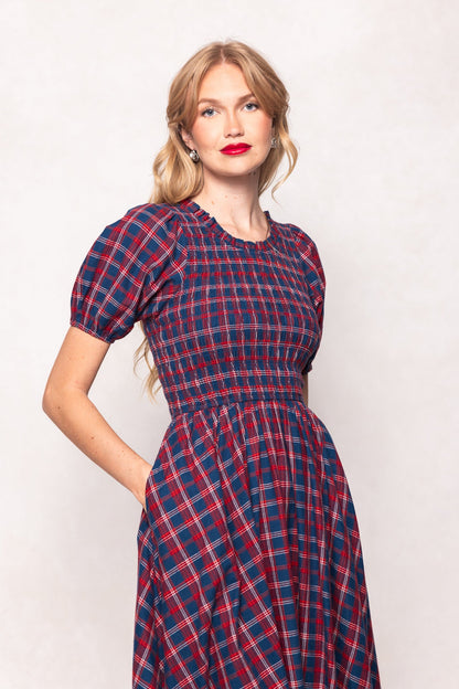 Mariah Dress in Mariner Tartan