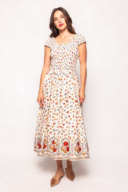 Marlow Cap Sleeve Dress in Cream Ditsy Floral