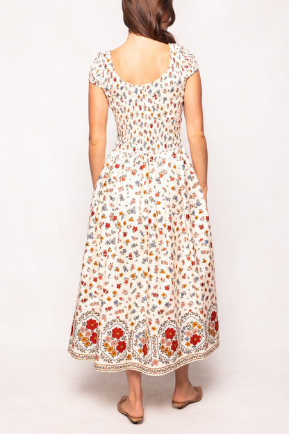 Marlow Cap Sleeve Dress in Cream Ditsy Floral