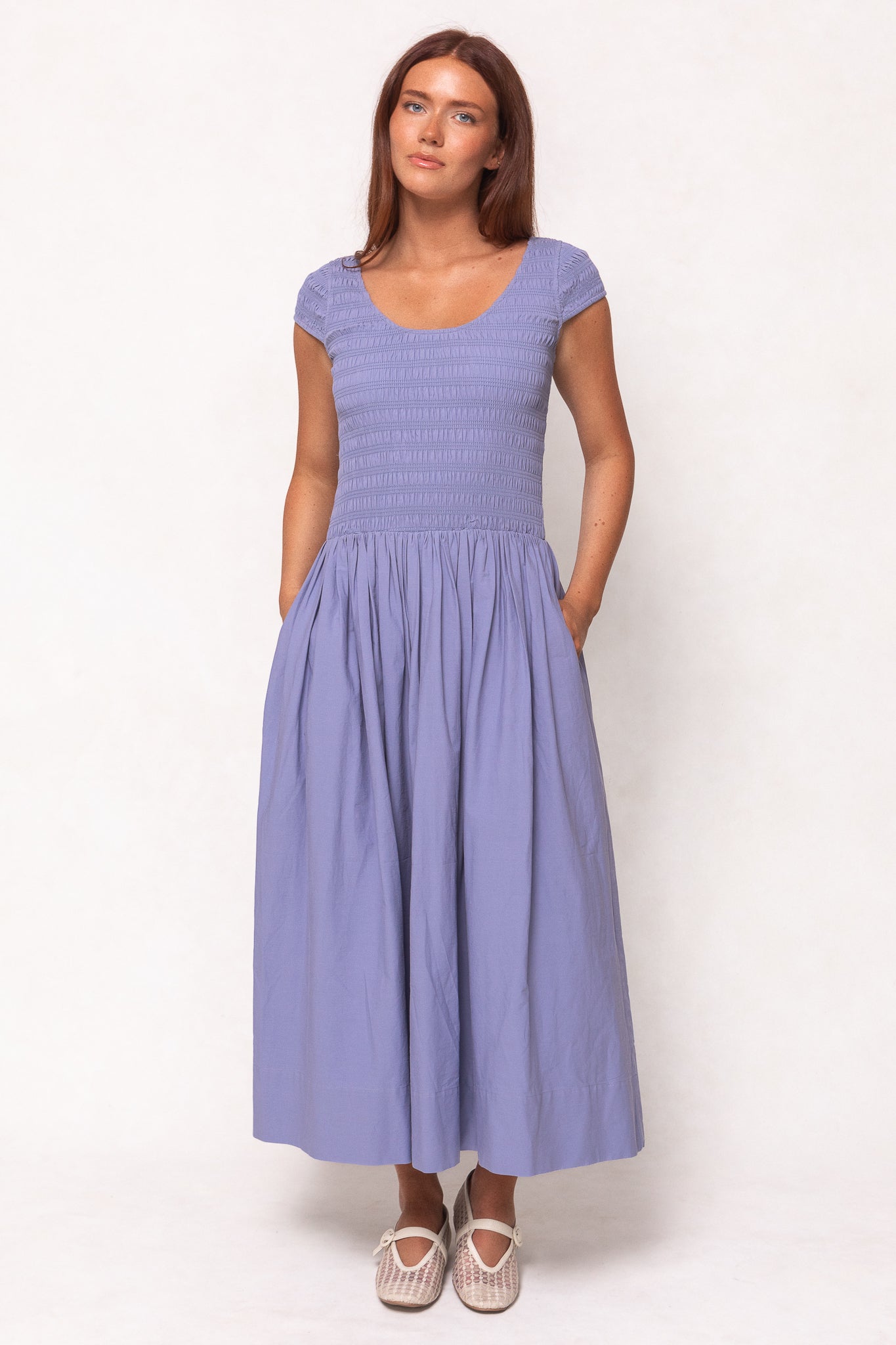 Marlow Cap Sleeve Dress in Blue