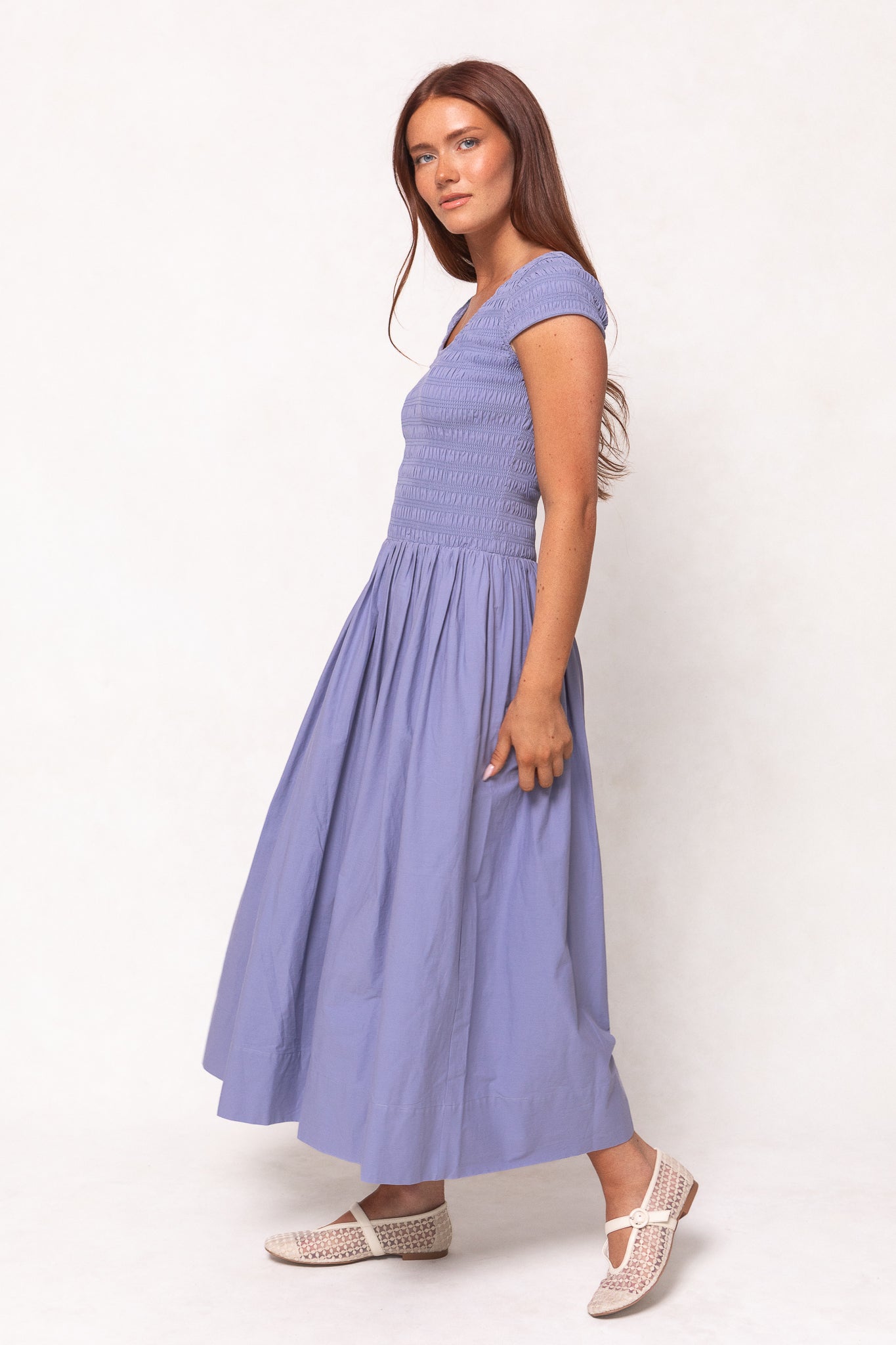 Marlow Cap Sleeve Dress in Blue