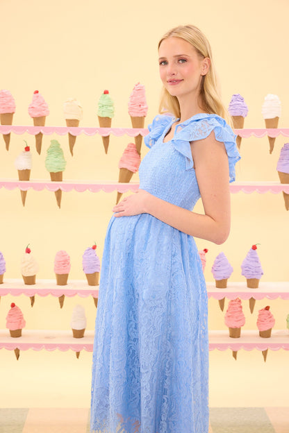 Hattie Dress in Cornflower Blue Lace