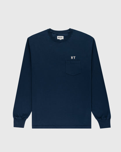 New York Black Yankees Embroidered 'NY' Long Sleeve Pocket Tee