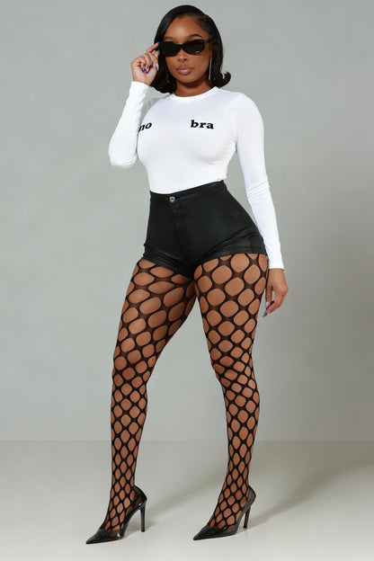 No Bra Graphic Crewneck Long Sleeve T-Shirt - White